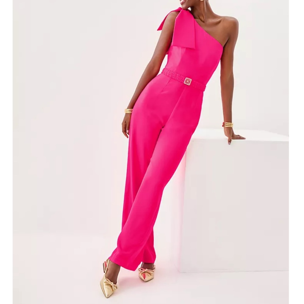 Lilly Pulitzer Vibrant Pink One-Shoulder Jumpsuit